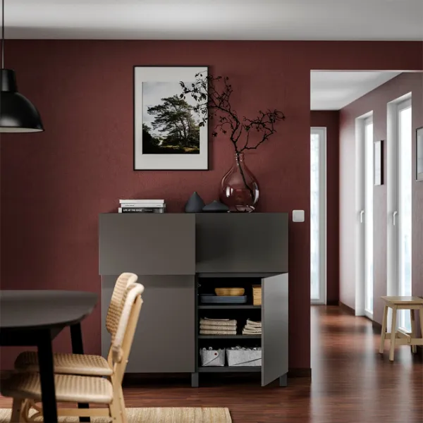 Comodă Ikea Besta 112 x 120 x 42 / MDF / Gri închis photo 3 Comodă Ikea Besta 112 x 120 x 42 / MDF / Gri închis photo 3