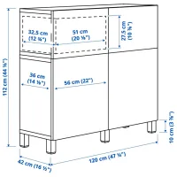 Comodă Ikea Besta 112 x 120 x 42 / MDF / Gri închis photo 6