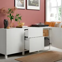 Comodă Ikea Besta/Timmerviken/Stubbarp 74 x 180 x 42 / MDF / Alb photo 3