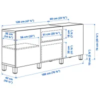 Comodă Ikea Besta/Timmerviken/Stubbarp 74 x 180 x 42 / MDF / Alb photo 6