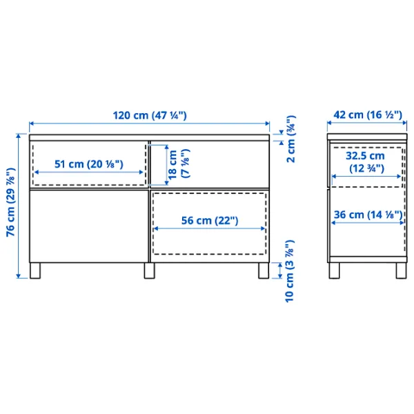 Comodă Ikea Besta/Lappviken/Stubbarp 76 x 120 x 42 / MDF / Alb photo 6