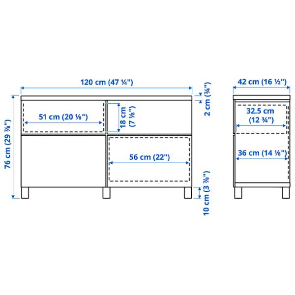 Comodă Ikea Besta/Lappviken/Stubbarp 76 x 120 x 42 / MDF / Alb photo 6