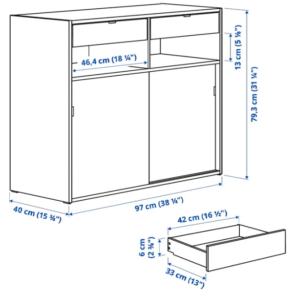 Комод Ikea Spiksmed  79.3 x 97 x 40см / МДФ / Серый  photo 7