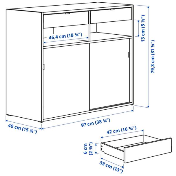 Комод Ikea Spiksmed  79.3 x 97 x 40см / МДФ / Серый  photo 7