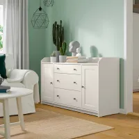 Comodă Ikea Hauga 84 x 140 x 46 / MDF / Alb photo 3