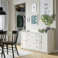 Comodă Ikea Hauga 84 x 140 x 46 / MDF / Alb photo 6