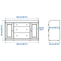 Comodă Ikea Hauga 84 x 140 x 46 / MDF / Alb photo 8
