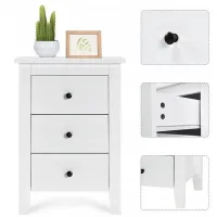 Тумбочки Costway HW61313WH 65 x 46 x 37см / ЛДСП / White photo 2
