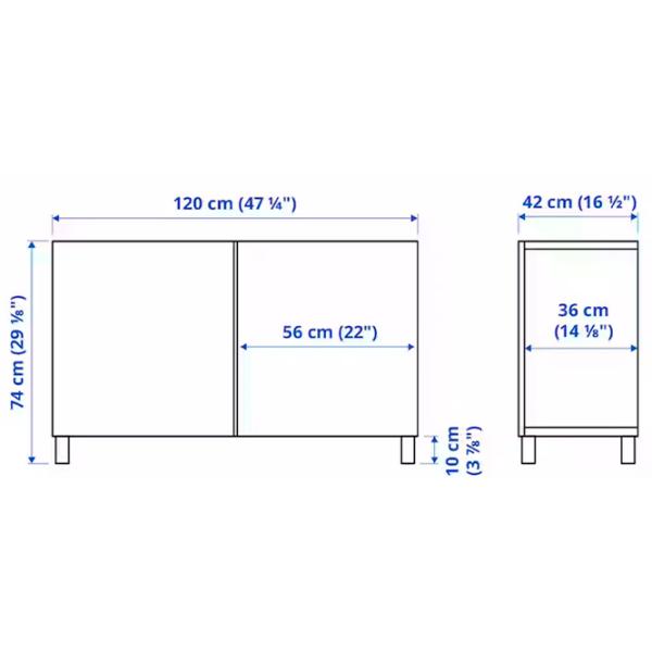 Комод Ikea Besta 74 x 120 x 42см / МДФ / Дуб Беленый photo 6