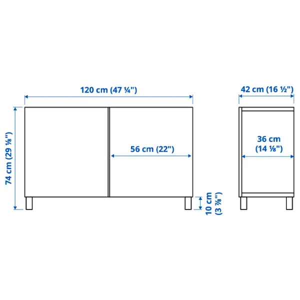 Comodă Ikea Besta 74 x 120 x 42 / MDF / Alb photo 6