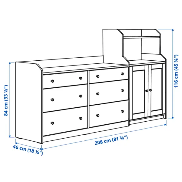 Comodă Ikea Hauga 116 x 208 x 46 / MDF / Alb photo 6