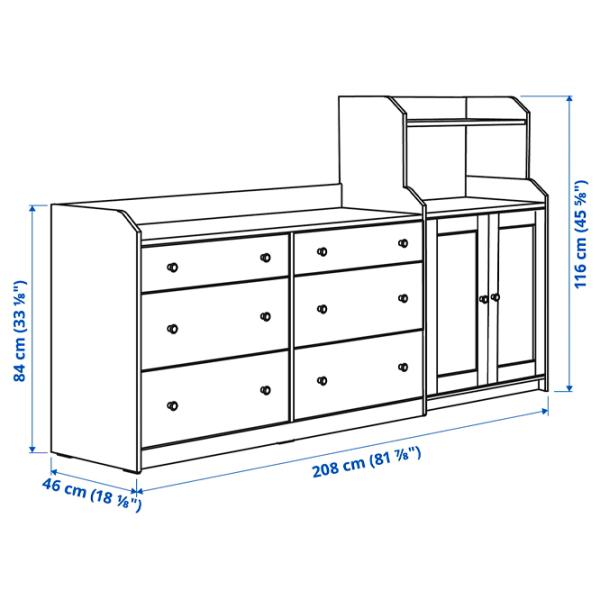 Comodă Ikea Hauga 116 x 208 x 46 / MDF / Alb photo 6