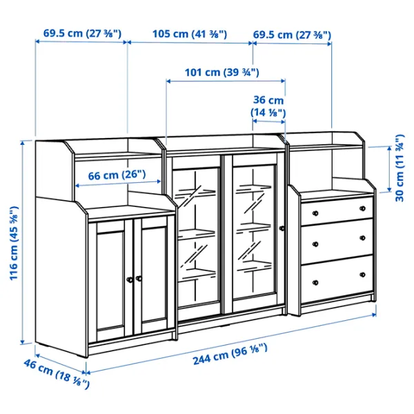 Комод Ikea Hauga 116 x 244 x 46см / МДФ / Белый photo 6 Комод Ikea Hauga 116 x 244 x 46см / МДФ / Белый photo 6