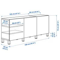 Comodă Ikea Besta 74 x 180 x 42 / MDF / Stejar Antichizat photo 4