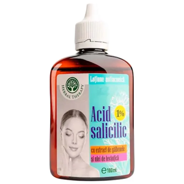 Acid salicilic Herbal Therapy 1% cu extract de galbenele si ulei de levantica 0.1l photo 1 Acid salicilic Herbal Therapy 1% cu extract de galbenele si ulei de levantica 0.1l photo 1