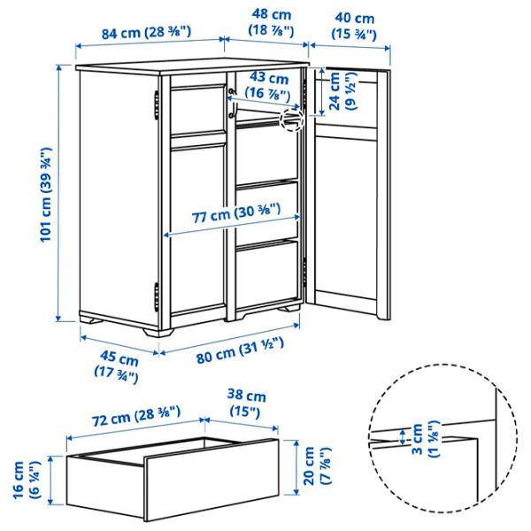 Комод Ikea Greaker 101 x 84 x 48см / МДФ / Белый photo 9