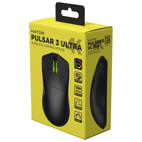 Мышь Hator Pulsar 3 ULTRA 8K+4K wireless Bluetooth, USB / Черный photo 6