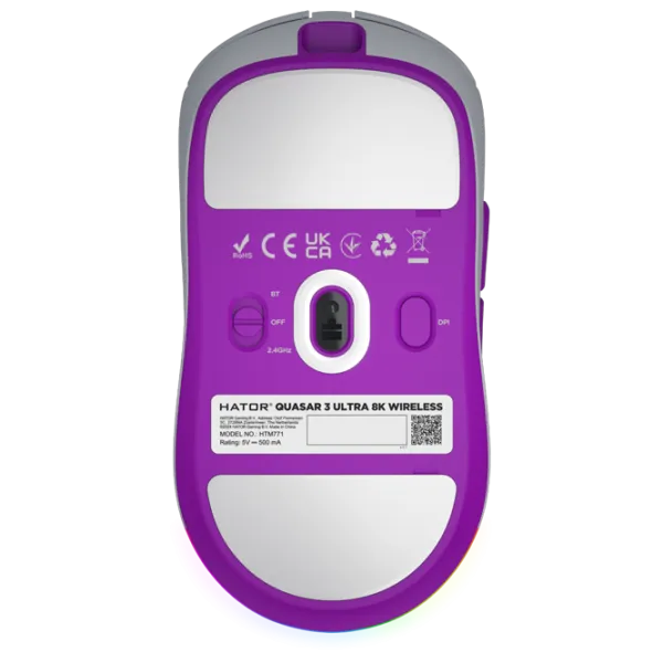 Мышь Hator Quasar 3 ULTRA 8K wireless Bluetooth, USB / Белый photo 5