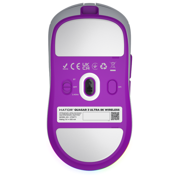 Мышь Hator Quasar 3 ULTRA 8K wireless Bluetooth, USB / Белый photo 5