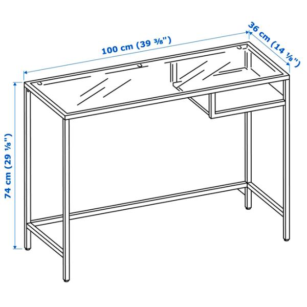 Masă de birou Ikea Vittsjo Sticlă/ Black photo 6