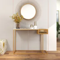 Консольный стол Costway JV11081GD Белый / Металл photo 4