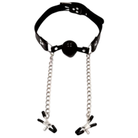Кляп Fetish Fantasy Extreme Deluxe Ball Gag and Nipple Clamps Черный