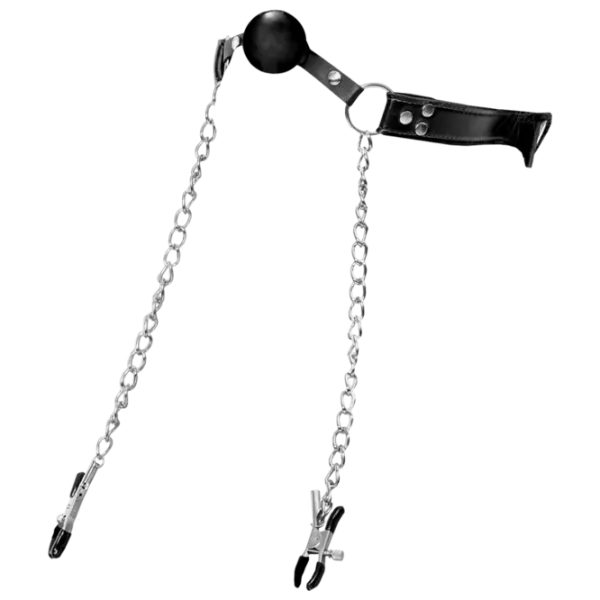 Кляп Fetish Fantasy Extreme Deluxe Ball Gag and Nipple Clamps Черный photo 2 Кляп Fetish Fantasy Extreme Deluxe Ball Gag and Nipple Clamps Черный photo 2