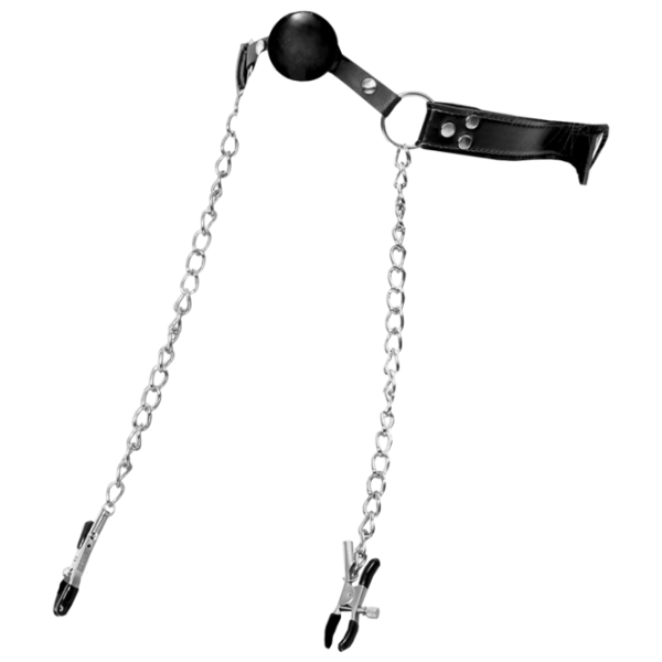 Кляп Fetish Fantasy Extreme Deluxe Ball Gag and Nipple Clamps Черный photo 2 Кляп Fetish Fantasy Extreme Deluxe Ball Gag and Nipple Clamps Черный photo 2