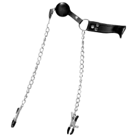 Gag Fetish Fantasy Extreme Deluxe Ball Gag and Nipple Clamps Black photo 2
