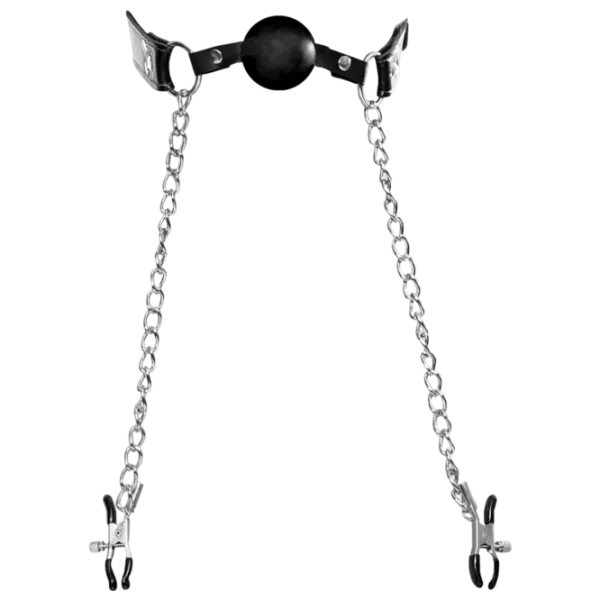 Кляп Fetish Fantasy Extreme Deluxe Ball Gag and Nipple Clamps Черный photo 3 Кляп Fetish Fantasy Extreme Deluxe Ball Gag and Nipple Clamps Черный photo 3