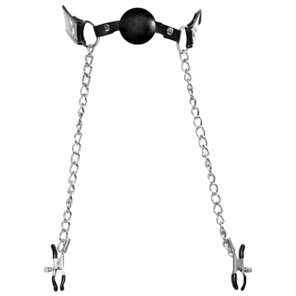 Кляп Fetish Fantasy Extreme Deluxe Ball Gag and Nipple Clamps Черный photo 3 Кляп Fetish Fantasy Extreme Deluxe Ball Gag and Nipple Clamps Черный photo 3