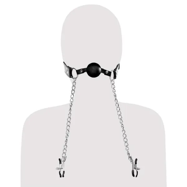 Кляп Fetish Fantasy Extreme Deluxe Ball Gag and Nipple Clamps Черный photo 6 Кляп Fetish Fantasy Extreme Deluxe Ball Gag and Nipple Clamps Черный photo 6