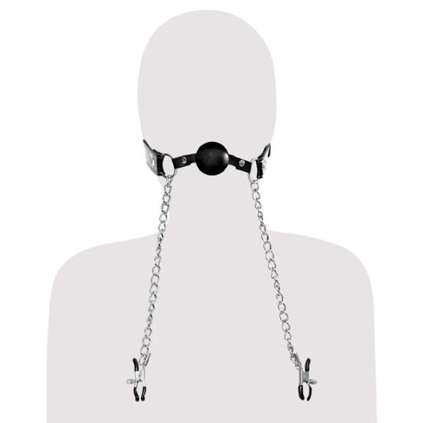 Кляп Fetish Fantasy Extreme Deluxe Ball Gag and Nipple Clamps Черный photo 6 Кляп Fetish Fantasy Extreme Deluxe Ball Gag and Nipple Clamps Черный photo 6