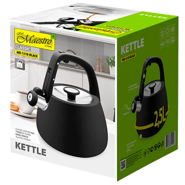 Ceainic Maestro Mr-1318 2.5l Oțel inoxidabil / Bachelit / Black Matt photo 3