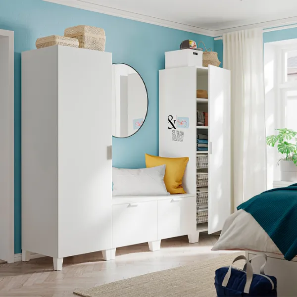 Шкаф Mobildor-Lux Platsa 240 x 57см x 191 / ДСП / Белый photo 2