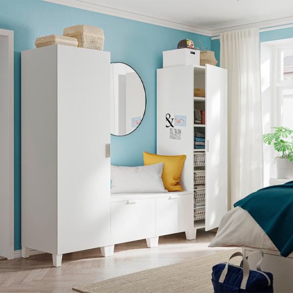 Шкаф Mobildor-Lux Platsa 240 x 57см x 191 / ДСП / Белый photo 2