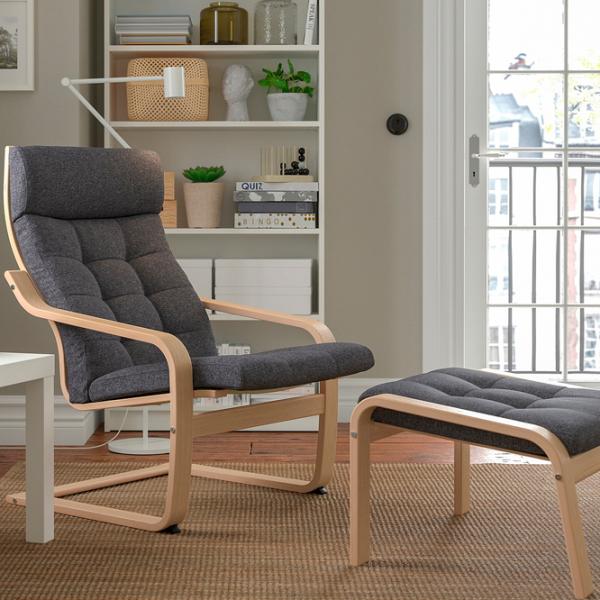 Кресло Ikea Poang/Gunnared Beige Серый photo 2 Кресло Ikea Poang/Gunnared Beige Серый photo 2