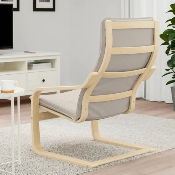 Кресло Ikea Poang/Knisa Beige Серый photo 2 Кресло Ikea Poang/Knisa Beige Серый photo 2