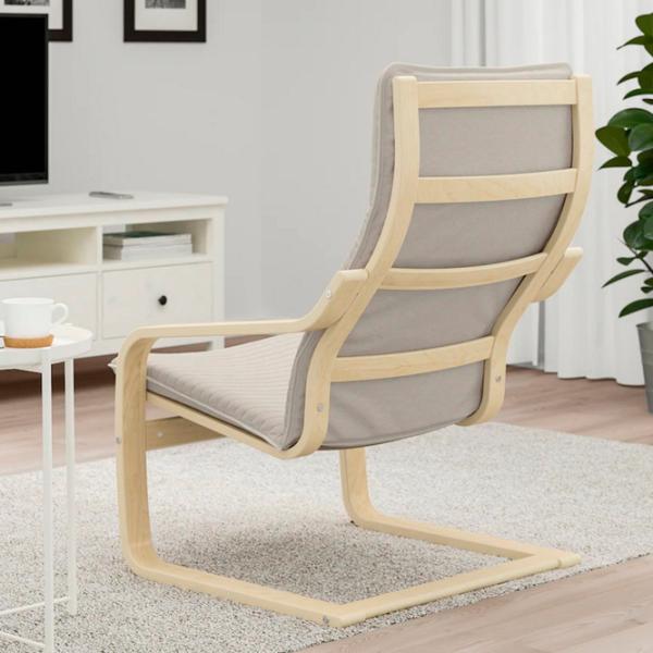 Кресло Ikea Poang/Knisa Beige Серый photo 2 Кресло Ikea Poang/Knisa Beige Серый photo 2