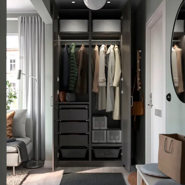 Шкаф Ikea Pax/Forsand 100 x 60см x 236.4 / ДСП / Темно серый photo 3