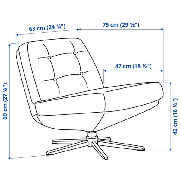 Кресло Ikea Dyvlinge/Kelinge Crom Черный photo 7