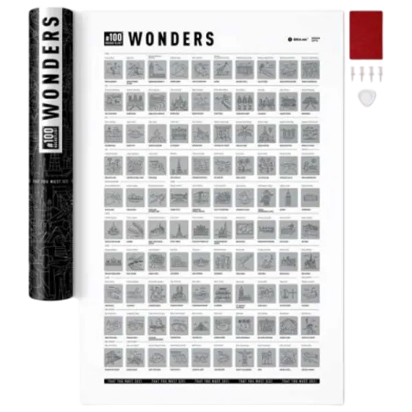 Joc de masă 1DEA.me 100 Bucketlist Wonders edition 5+/ Hartă de răzuire photo 3 Joc de masă 1DEA.me 100 Bucketlist Wonders edition 5+/ Hartă de răzuire photo 3