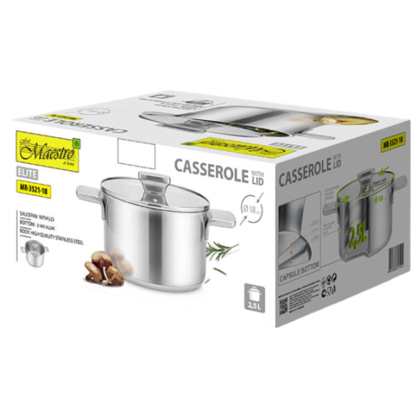 Cratiță Maestro Mr-3521-18 2.5l Oțel inoxidabil / Steel photo 4 Cratiță Maestro Mr-3521-18 2.5l Oțel inoxidabil / Steel photo 4