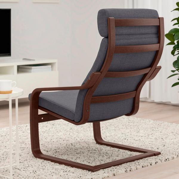 Кресло Ikea Poang/Skiftebo Brown Серый photo 3 Кресло Ikea Poang/Skiftebo Brown Серый photo 3