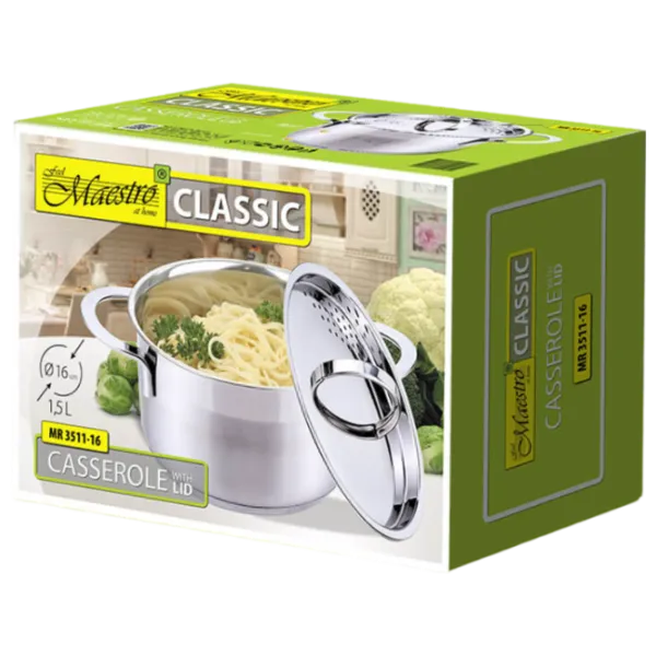 Cratiță Maestro Mr-3511-16 1.5l Inox / Steel photo 4 Cratiță Maestro Mr-3511-16 1.5l Inox / Steel photo 4