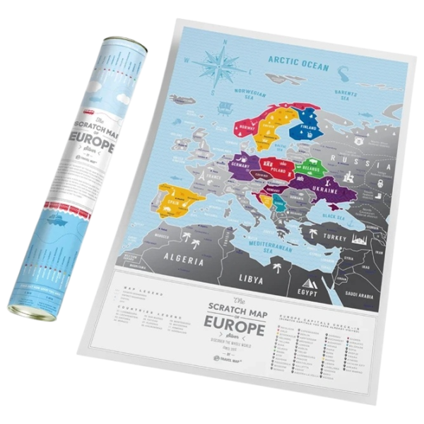 Joc de masă 1DEA.me Travel Map Silver Europe 7+/ Hartă de răzuire photo 4 Joc de masă 1DEA.me Travel Map Silver Europe 7+/ Hartă de răzuire photo 4