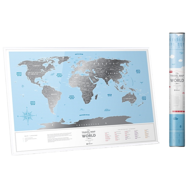 Joc de masă 1DEA.me Travel Map Silver World 7+/ Hartă de răzuire photo 2 Joc de masă 1DEA.me Travel Map Silver World 7+/ Hartă de răzuire photo 2