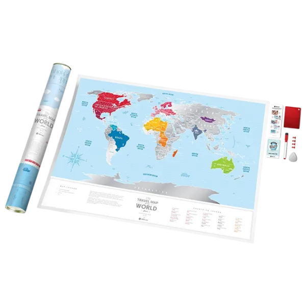 Joc de masă 1DEA.me Travel Map Silver World 7+/ Hartă de răzuire photo 3 Joc de masă 1DEA.me Travel Map Silver World 7+/ Hartă de răzuire photo 3