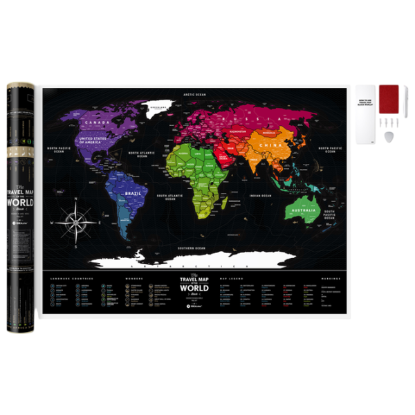 Joc de masă 1DEA.me Travel Map Black World 7+/ Hartă de răzuire photo 2 Joc de masă 1DEA.me Travel Map Black World 7+/ Hartă de răzuire photo 2