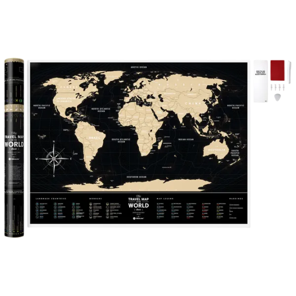 Joc de masă 1DEA.me Travel Map Black World 7+/ Hartă de răzuire photo 3 Joc de masă 1DEA.me Travel Map Black World 7+/ Hartă de răzuire photo 3